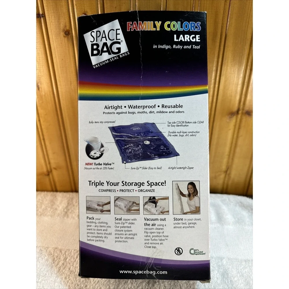 Space Bag Vacuum Seal Bags 3 Count Large In Pretty Colors **READ**open Box